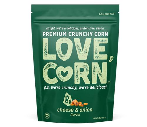 „LoveCorn Vegan“ skrudintų kukurūzų užkandžiai (5 skoniai) - theskinnyfoodco