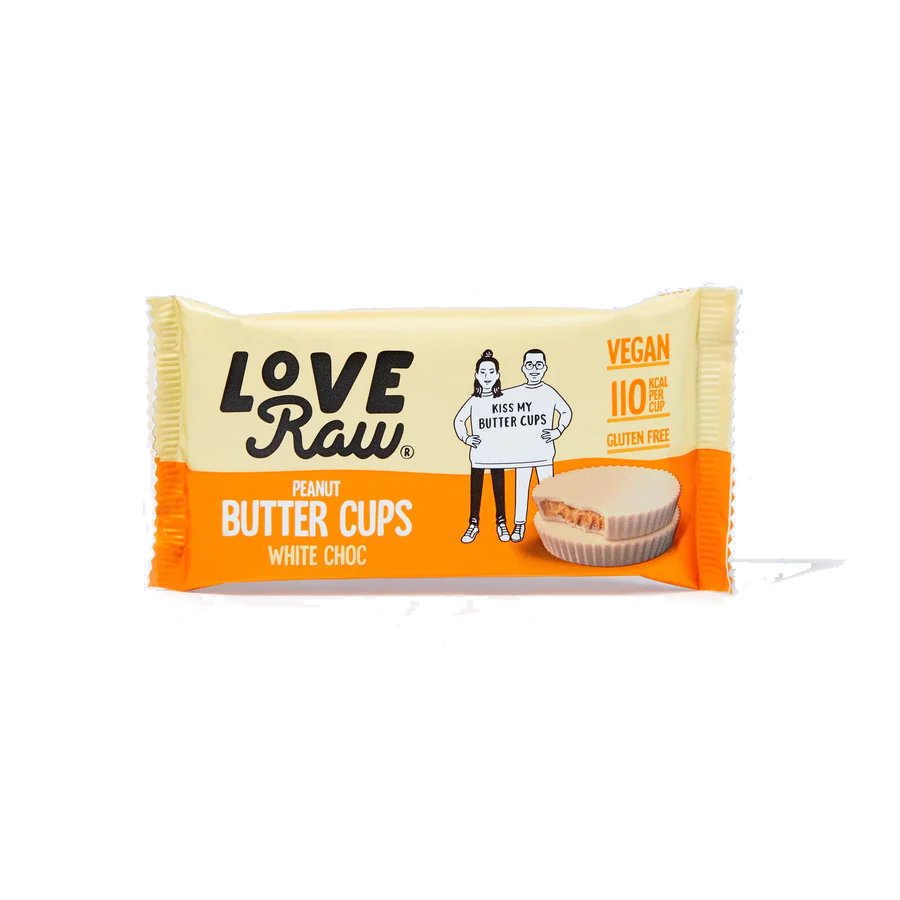 LoveRaw Peanut Butter Cups White Chocolate flavour - theskinnyfoodco