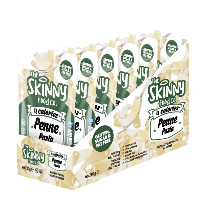 Kalorienarme dünne Penne-Nudeln – (6 x 210 g Karton) – theskinnyfoodco