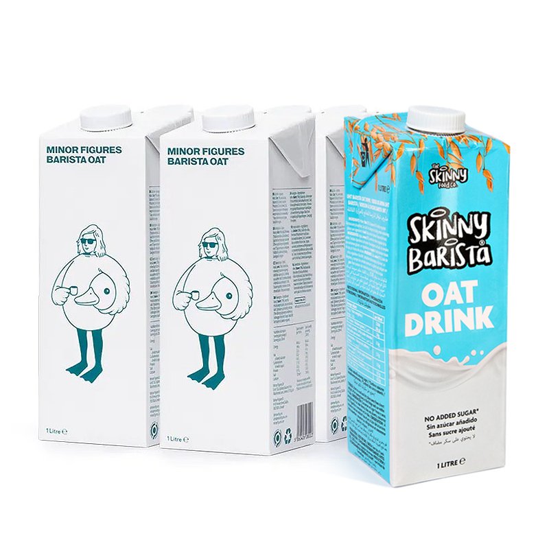 Minor Figures Latte d'avena 6 x 1 litro (scatola piena) + Bottiglia gratuita di bevanda al latte d'avena Barista - theskinnyfoodco