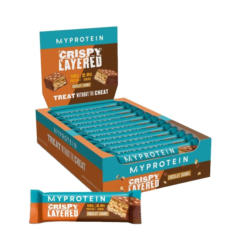 Протеїнові батончики Myprotein Crispy Layered Chocolate Caramel - 12 x 58 г - theskinnyfoodco