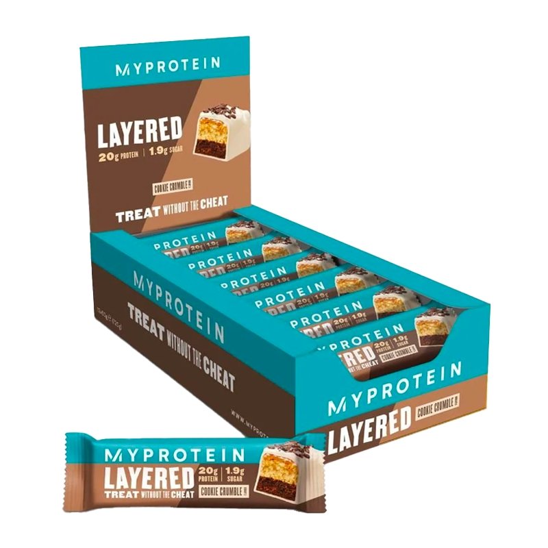 Barres protéinées Myprotein Crispy Layered Cookie Crumble - 12 x 60g - theskinnyfoodco