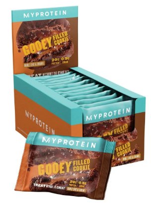Proteínové sušienky plnené Myproteinom Double Choc & Caramel - 12 x 75 g - theskinnyfoodco