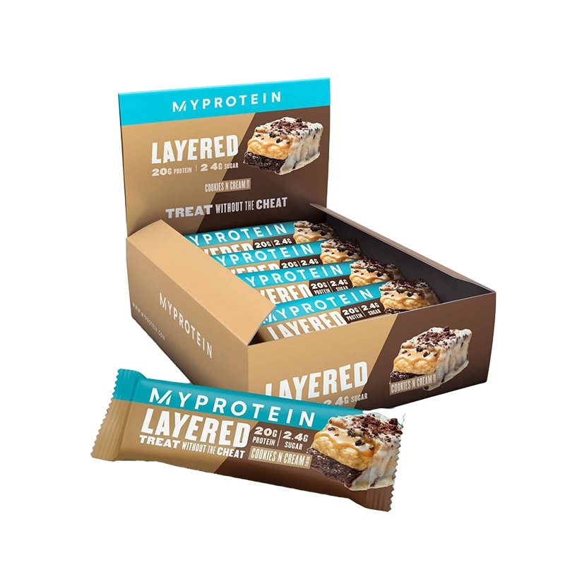 Myprotein Layered Cookies & Cream Protein Bars - 12 x 60g - theskinnyfoodco