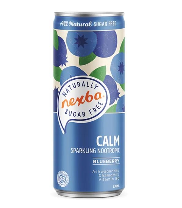 Nexba Calm Blueberry dzirkstošais nootropiskais dzēriens 330 ml - theskinnyfoodco