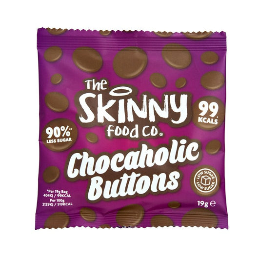 Bottoni magri chocaholic - 99 calorie per busta e basso contenuto di zuccheri - theskinnyfoodco