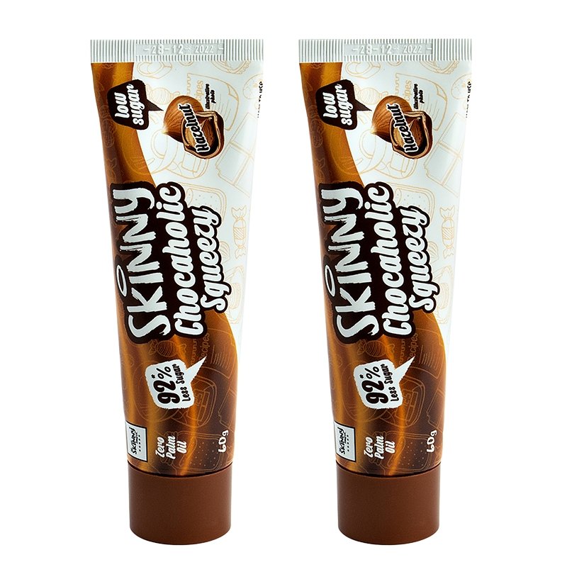 Magere Chocolade Hazelnoot Squeezy - 2 x 60g - theskinnyfoodco