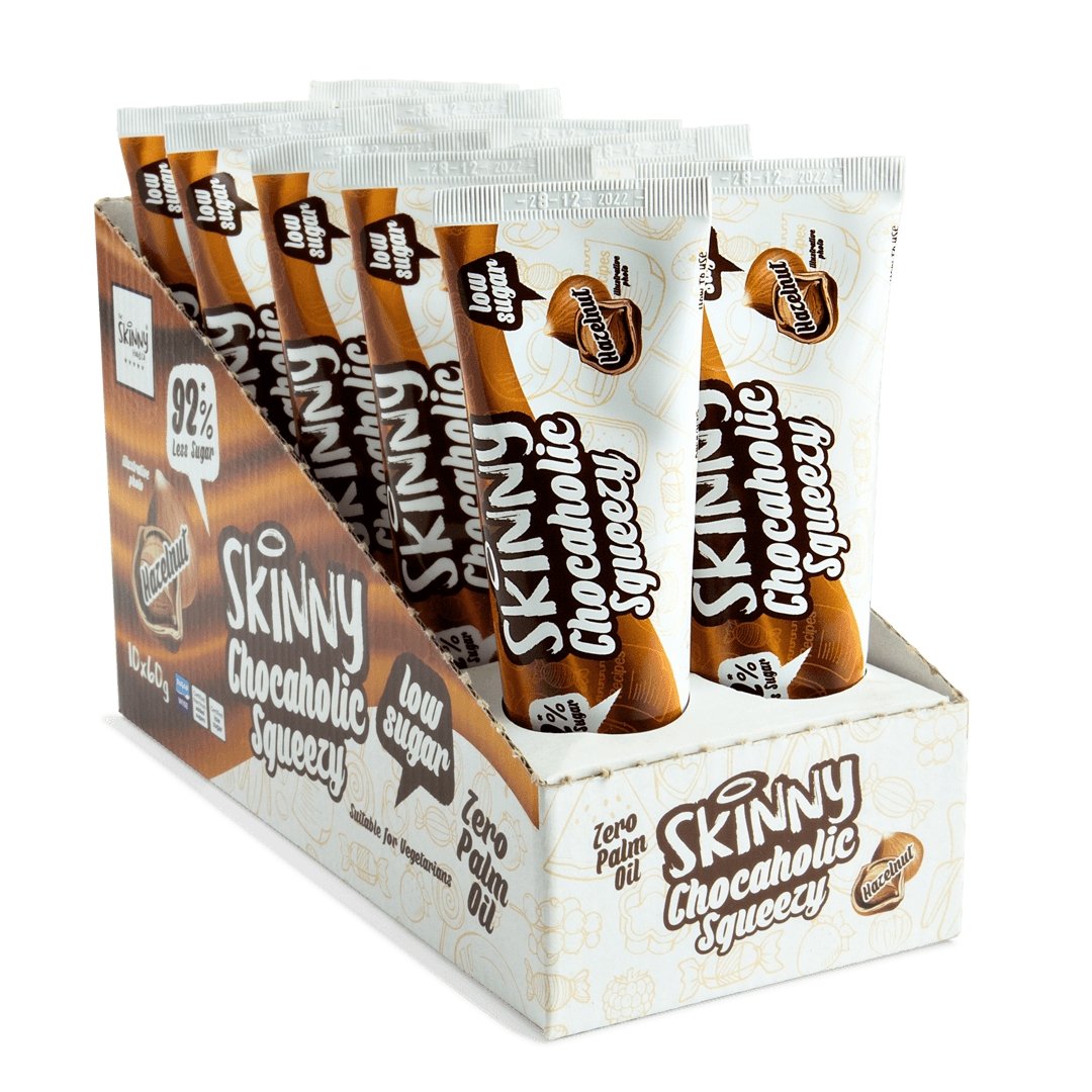 Skinny Chocolate Hazelnut Squeezy Case - 10 x 60g - theskinnyfoodco