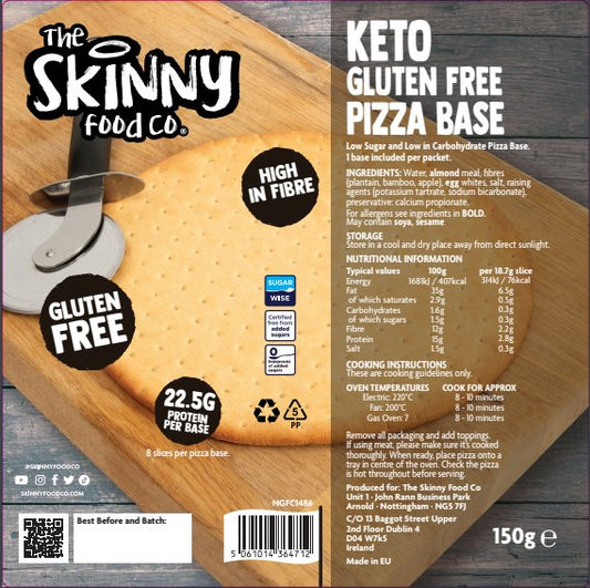 Base de pizza sin gluten Skinny Keto (150 g) - theskinnyfoodco