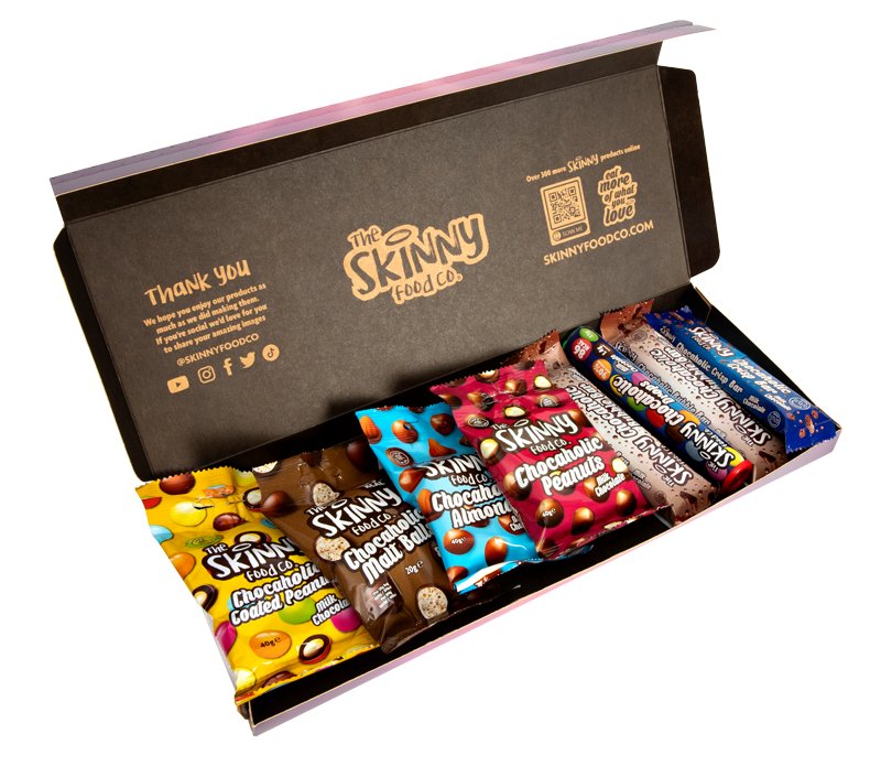 Boîte de sélection de friandises chocolatées maigres à faible teneur en sucre - theskinnyfoodco
