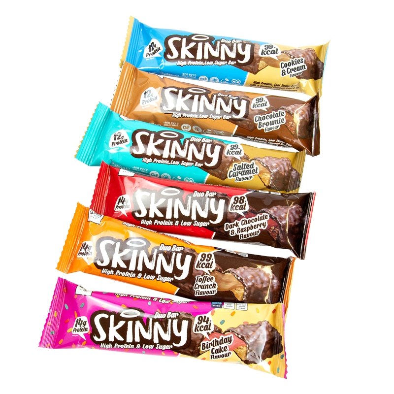 Skinny Low Sugar High Protein Riegel - Sechserpack (alle 6 Geschmacksrichtungen) - theskinnyfoodco