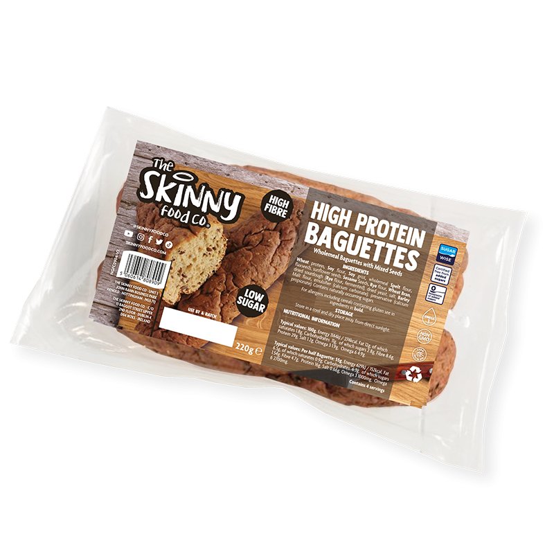 Skinny Lower Lower Carb High Protein Bagetes - 29g Protein Baguette - 2x110g - theskinnyfoodco