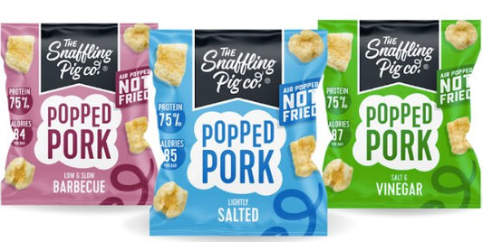 SNAFFLING PIG AIR POPPED PORK PUFFS - 20g (3 Flavours) - theskinnyfoodco