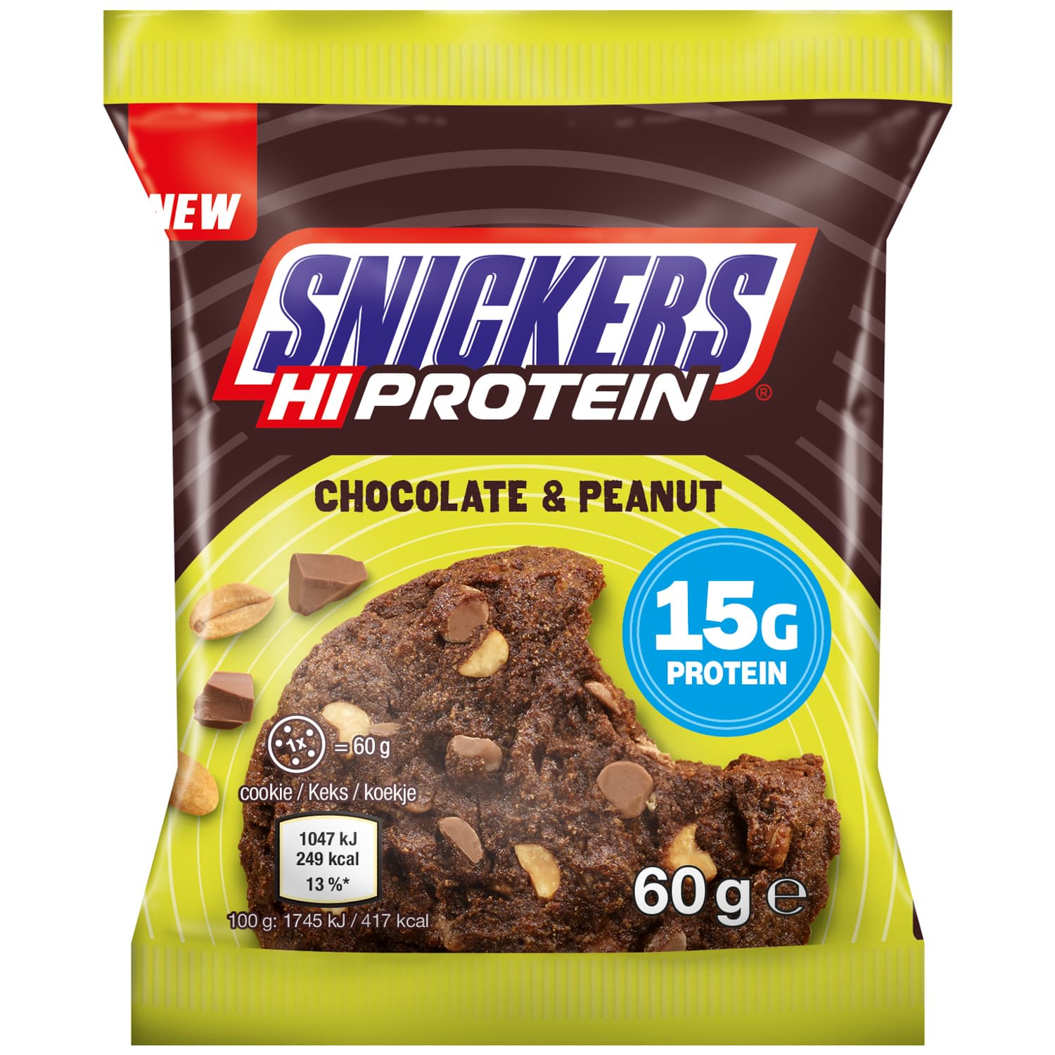 Snickers Hi-Protein Chocolate Peanut Cookie 60g - theskinnyfoodco