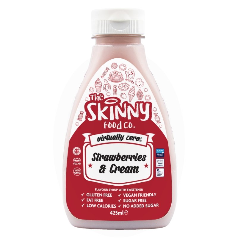 Jordbær og creme Virtually Zero© Sukkerfri Skinny Sirup - 425ml - theskinnyfoodco