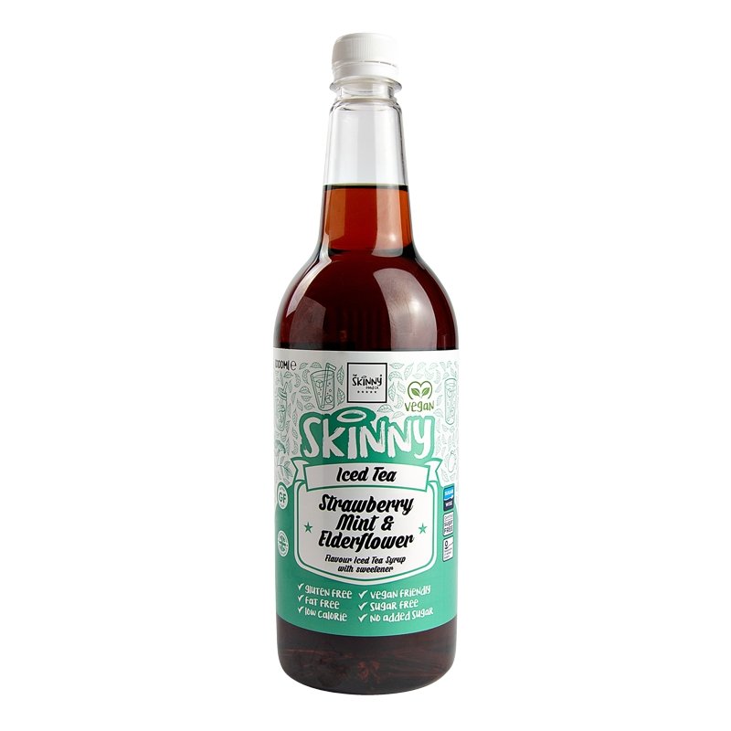 Jordbærmynte- og hyldeblomstsukkerfri te Skinny Sirup - 1 liter - theskinnyfoodco
