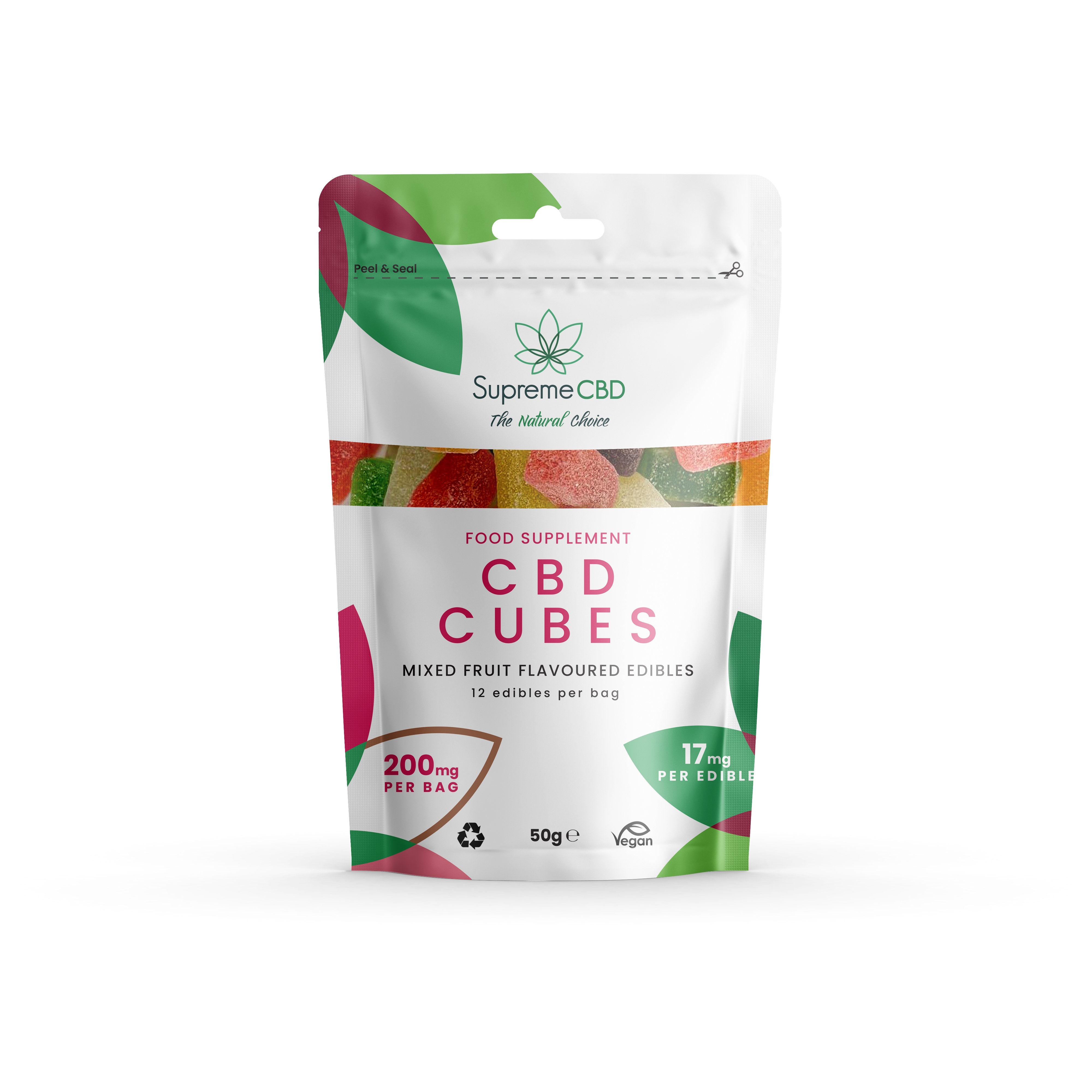 Supreme CBD Fruit Cubes Gummies Grab Bag (200mg) - theskinnyfoodco