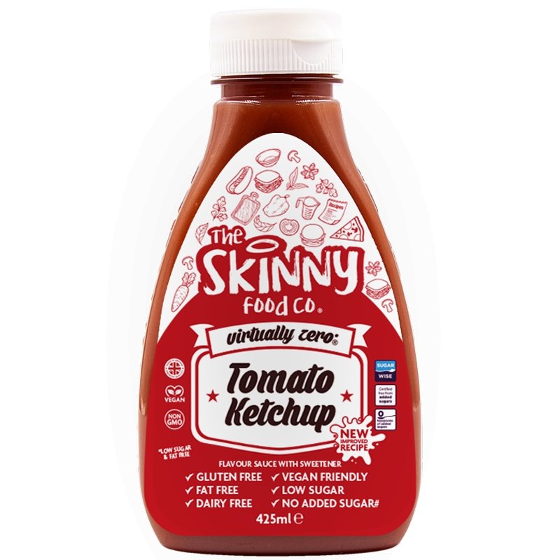 Ketchup de tomate virtualmente zero © Calorie Skinny Sauce - 425ml - theskinnyfoodco