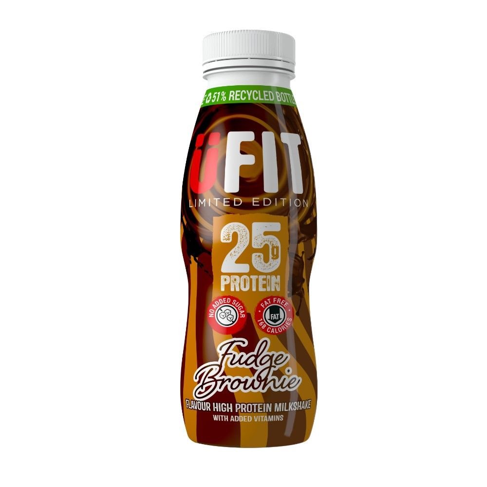 Dzeršanai gatavi UFIT ar augstu olbaltumvielu saturu fudge Brownie kokteiļi - 25 g proteīna - theskinnyfoodco