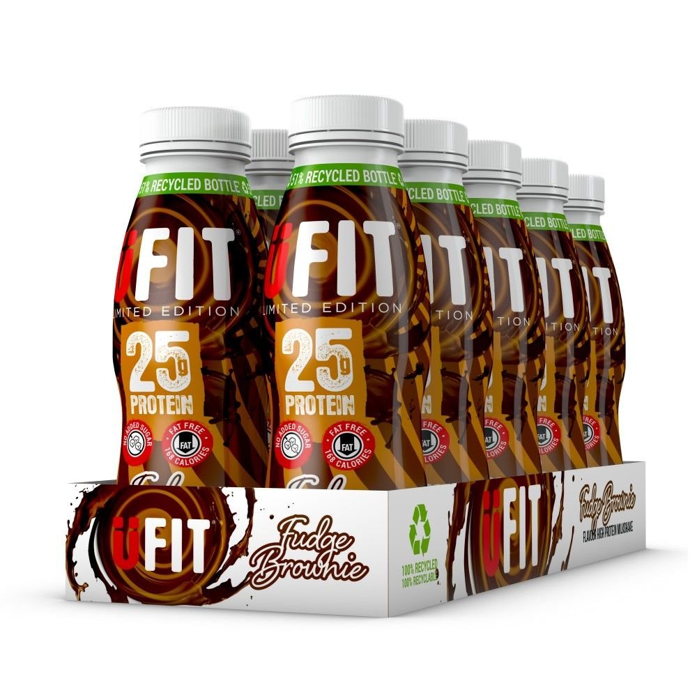 Dzeršanai gatavi UFIT ar augstu olbaltumvielu saturu fudge Brownie kokteiļi - 25 g proteīna - theskinnyfoodco