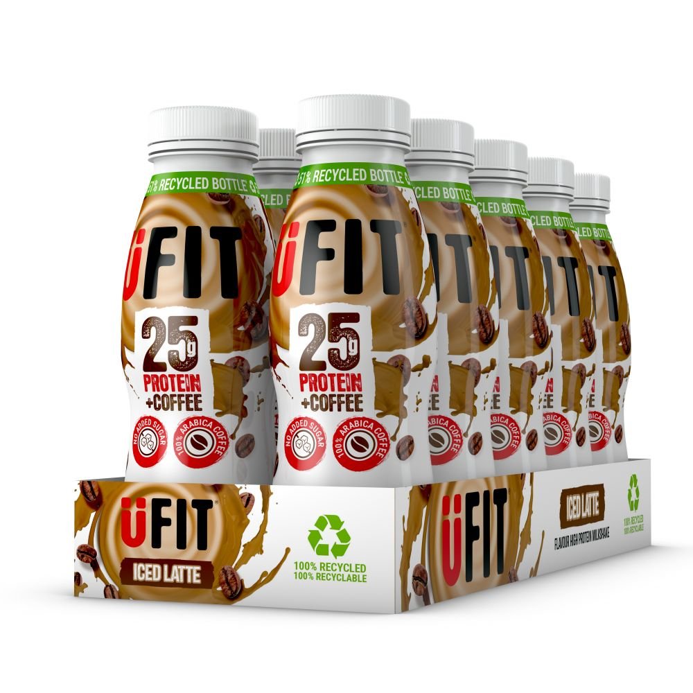 UFIT daug baltymų, paruošti gerti lediniai Latte kokteiliai – 25 g baltymų – theskinnyfoodco