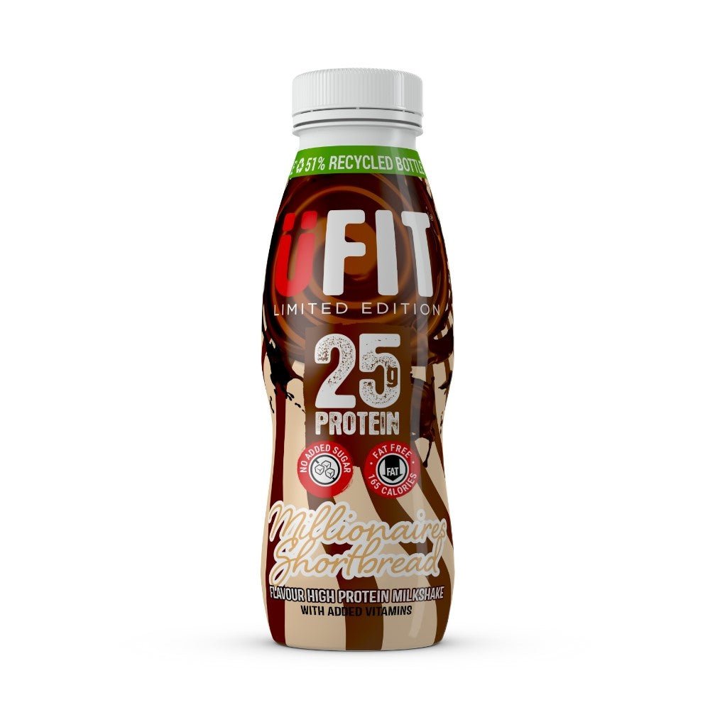 UFIT Proteinreiche, trinkfertige Millionaire Shortbread Shakes - 25 g Protein - theskinnyfoodco