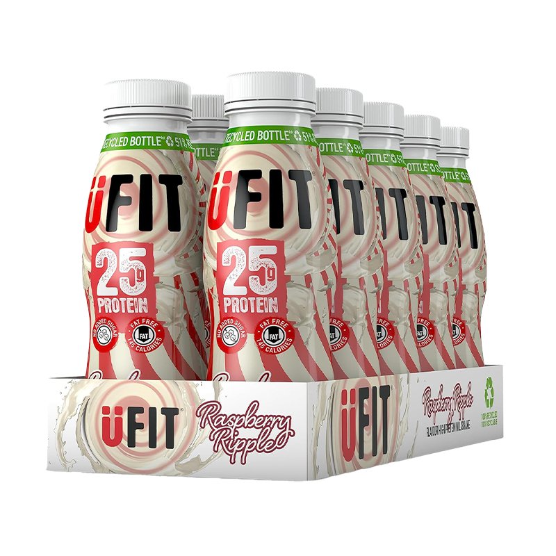 UFIT High Protein Ready to Drink Raspberry Ripple Shakes - 25g Protein - theskinnyfoodco