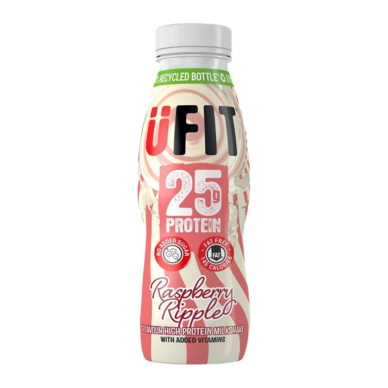 UFIT High Protein Ready to Drink Raspberry Ripple Shakes - 25g Protein - theskinnyfoodco