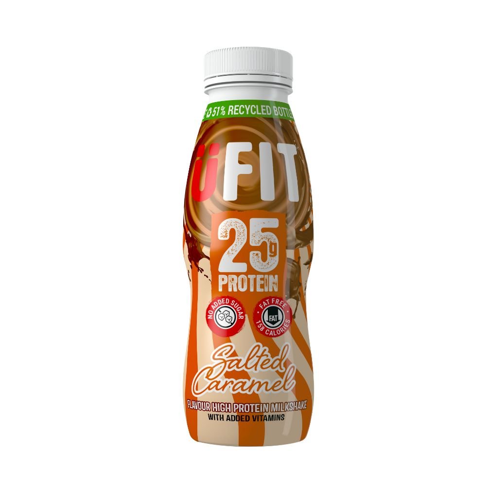 UFIT visoko beljakovinski napitki s slano karamelo, pripravljeni za pitje - 25 g beljakovin - theskinnyfoodco