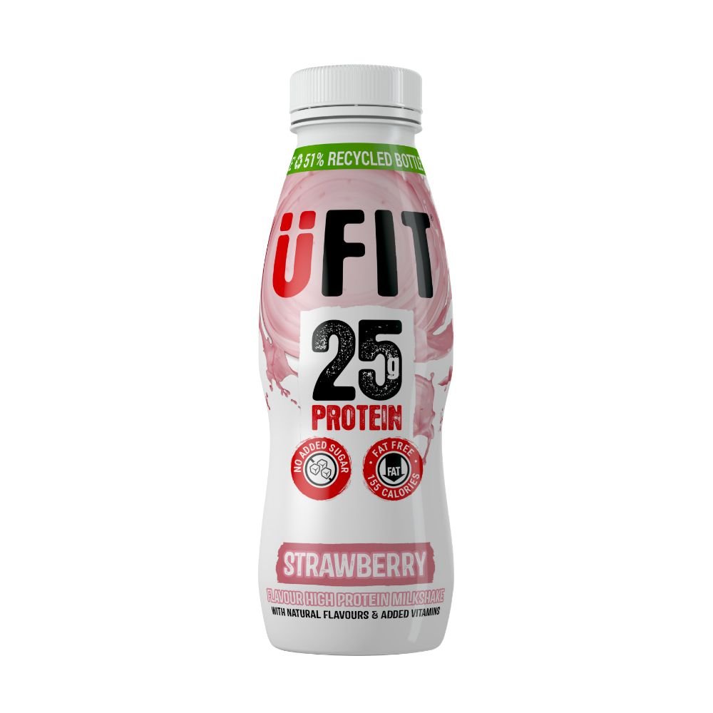 UFIT High Protein Ready to Drink Strawberry Shakes - 25g Protéines - theskinnyfoodco