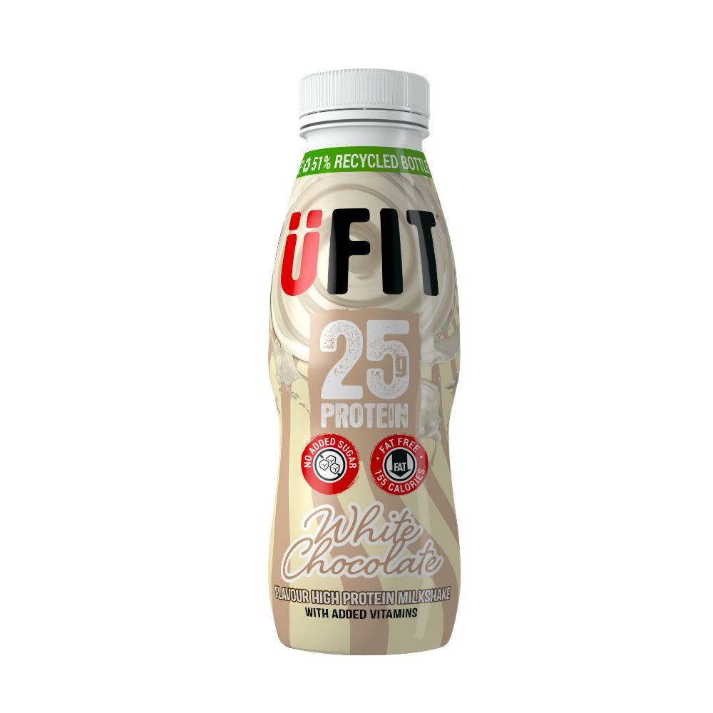 UFIT Proteinreiche, trinkfertige weiße Schokoladenshakes - 25 g Protein - theskinnyfoodco