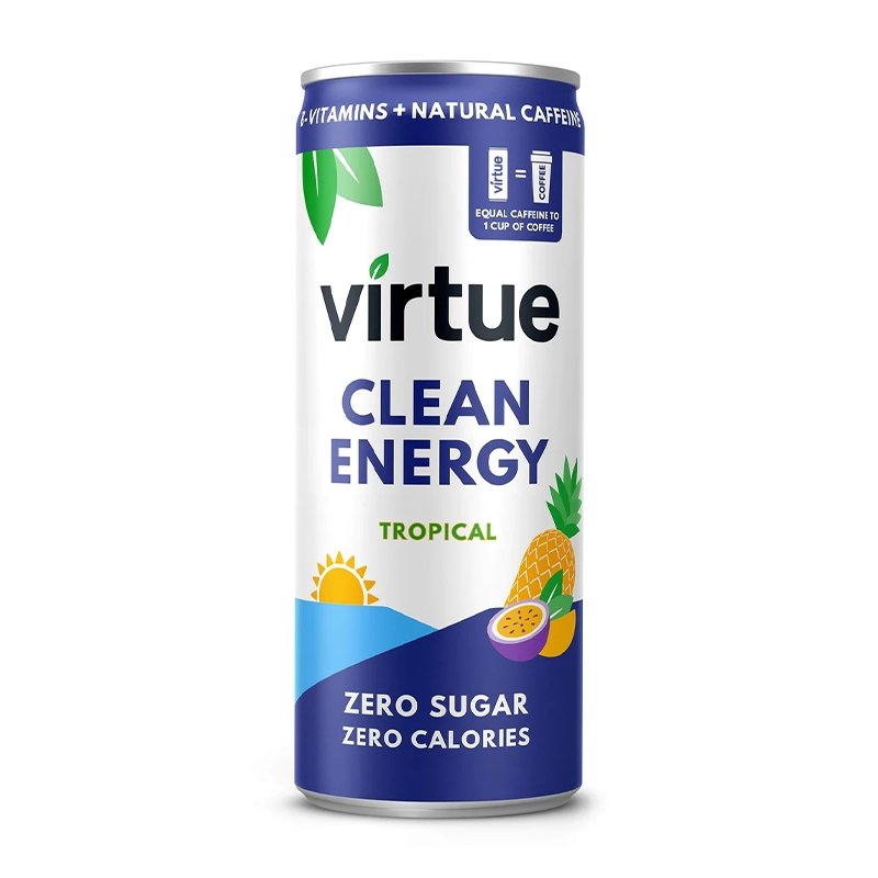 Virtue Clean Energy Drinks 250ml - nulový cukor, nulové kalórie - theskinnyfoodco