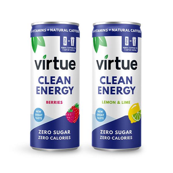 Virtue Clean Energy Drinkes 250ml - Zero Sugar, Zero Calories - theskinnyfoodco