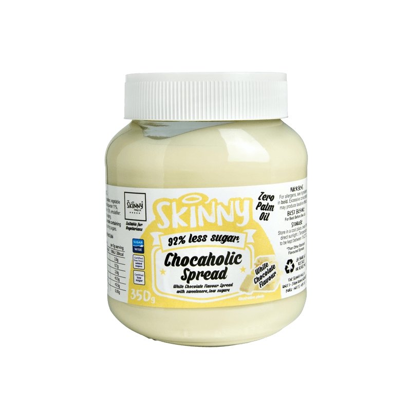 Chocahalic Skinny-Aufstrich mit weißer Schokolade und niedrigem Zuckergehalt – 350 g – theskinnyfoodco