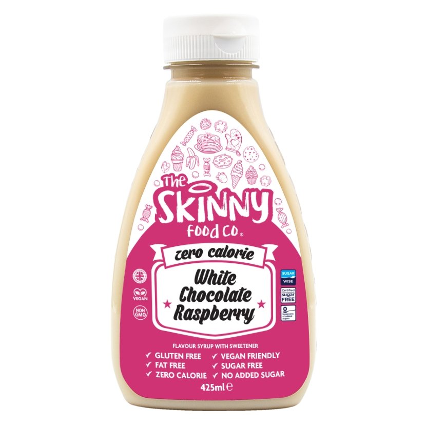 Bílý čokoládový malinový sirup - Skinny Sirup bez cukru - 425 ml - theskinnyfoodco